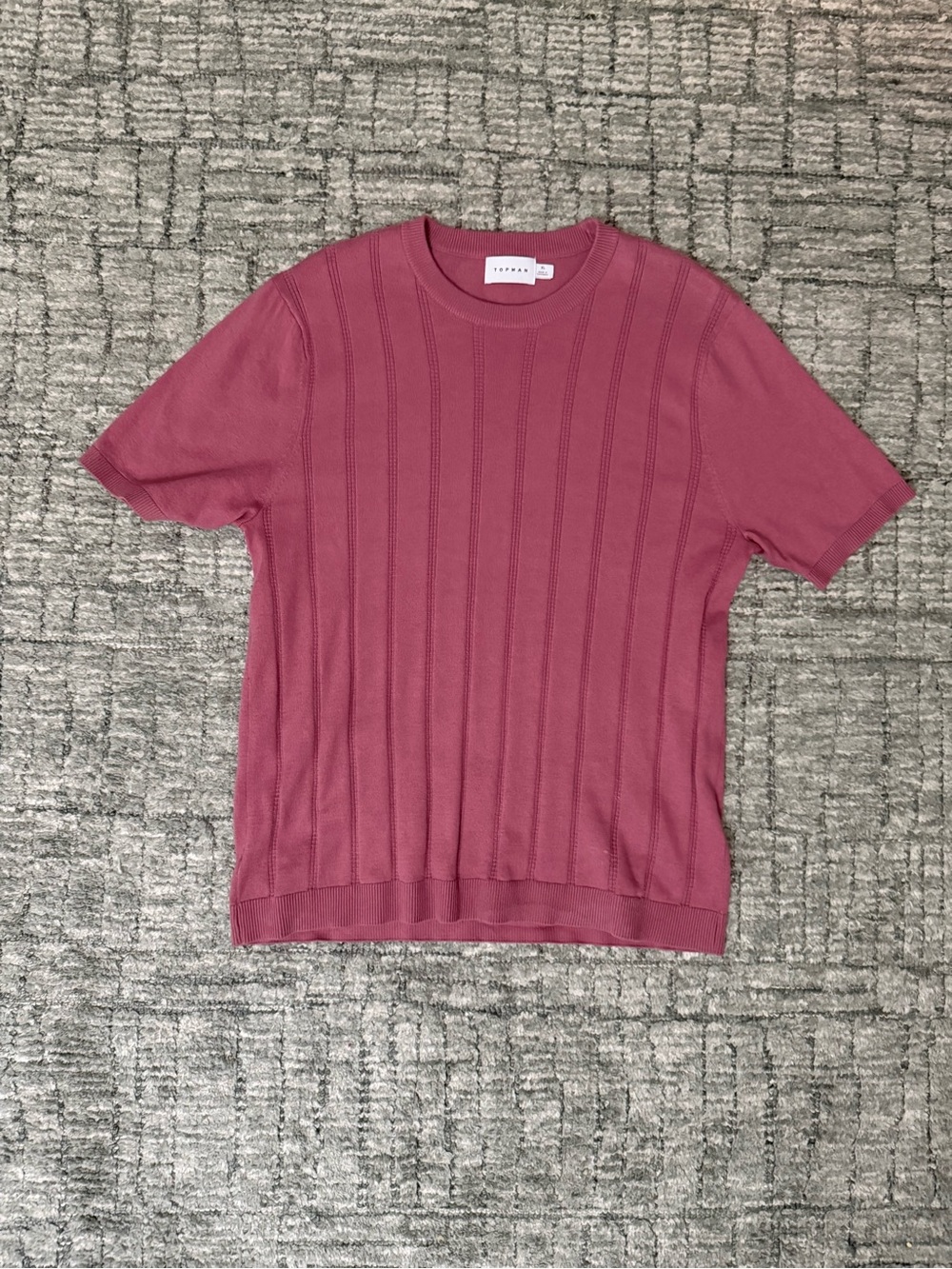 Topman Rose Pink Short Sleeve Knit Dress Shirt